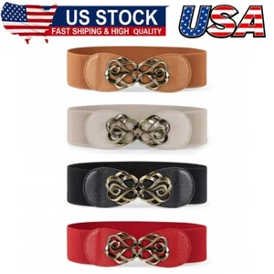 Women Stretchy Belts for Dresses Vintage Elastic Wide Waist Belts Dress Belts - Picture 1 of 7