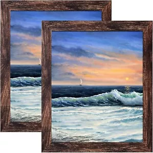 8X10 Picture Frame Brown for Wall Mounting or Tabletop Display, 2 Pack - Picture 1 of 7