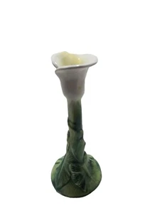 Vintage white calla lily Painted Candle Holder Made in Italy Flowers Italian - Picture 1 of 7