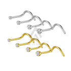 Nose Stud Gold  and Silver  Hook Curve Bar Bend Clear Gem 1.5mm 2mm 2.5mm 3mm