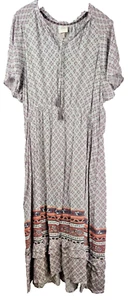 Knox Rose Maxi Dress XXL Short Sleeve Boho Cottage Core Tassle Tie Summer Beach - Picture 1 of 11