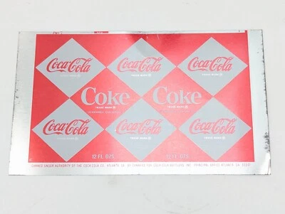 Винтажный Coca Cola бриллиант Coke логотип Арлекин банка плоский развернутый лист знак 60-х - Изображение 1 из 4