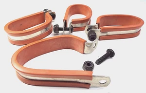 X4 1x2" ELONGATED CUSHIONED CABLE CLAMP HIGH TEMP. RED SILICONE ALUMINUM UMPCO - Picture 1 of 17