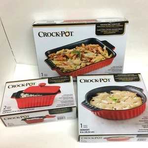 Set 3 piatti casseruola in gres antiaderente Crock-Pot Denhoff ROSSO - NOB - Foto 1 di 12
