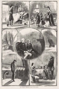Alter Opa & Oma vermisst ihre Kinder - alte Leute zu Hause - 1868 Druck - Bild 1 von 1