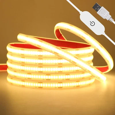 Striscia LED COB Dimmerabile USB, 2 M, 5 V, 320 Led/M, Flessibile, IP68, Luce Bi - Immagine 1 di 4