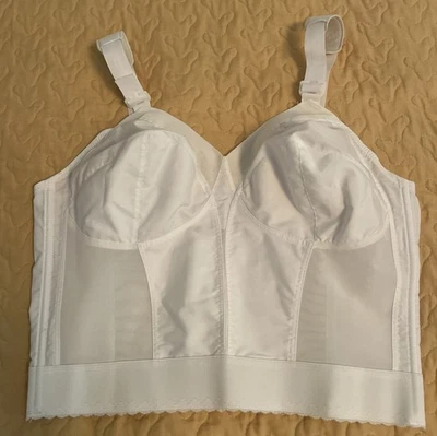 Sujetador Vintage Exquisito “Ful-Ly” Long Line Blanco 42C Sin Forro Mezcla de Algodón 7532 Foto 1 de 4