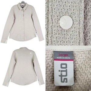 Stio Button Down Shirt Damen Gr. Large L grau langarm Stretch Strick - Bild 1 von 10