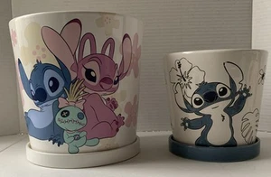 Maceta floral de doble cara de cerámica Disney Lilo & Stitch & Scrump NUEVA - Imagen 1 de 10