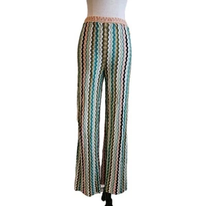 Vtg Missoni Knit Boxy Zig Zag Classic Pattern Flare Stretchy Pants 40 - Imagen 1 de 14