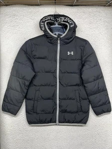 Under Armour Jacket Youth Medium ColdGear Hooded Puffer Insulated Winter Coat - Picture 1 of 10