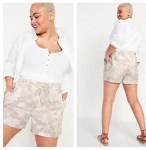 Old Navy Women’s Linen Tie Dye Pull On Shorts Beige Sz XXL - Picture 1 of 8