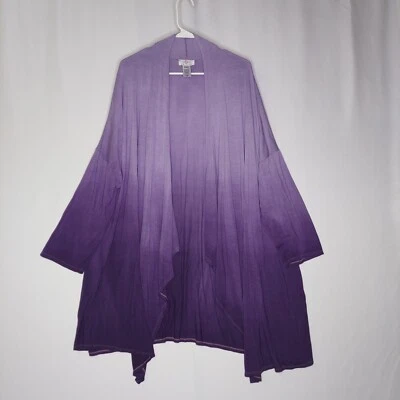 Cárdigan abierto OSO informal para mujer 3X púrpura teñido por inmersión jersey manga 3/4 Dolman Foto 1 de 4