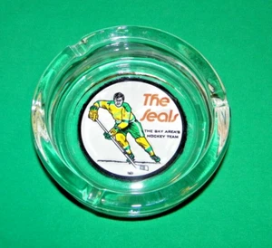 VINTAGE CALIFORNIA OAKLAND GOLDEN SEALS LARGE GLASS ASHTRAY 6", GREAT CONDITION - Picture 1 of 4
