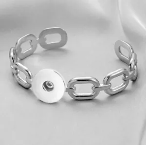 GINGER SNAP STYLE BRACELET SILVER TONE METAL CUFF STYLE LINK #7972 - Picture 1 of 1