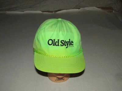 Vintage Old Style Beer Neon Green Nylon Adjustable Strap Baseball Hat Cap Summer - Image 1 of 4