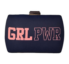BLACK BACKGROUND GIRL POWER TEXT CLUTCH BAG WITH DETACHABLE SLING GIFT ITEM
