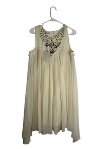 INC Womens Irina Capsule 8 Cream Bejeweled Neckline Sleeveless Dress 100% Silk - Picture 1 of 14