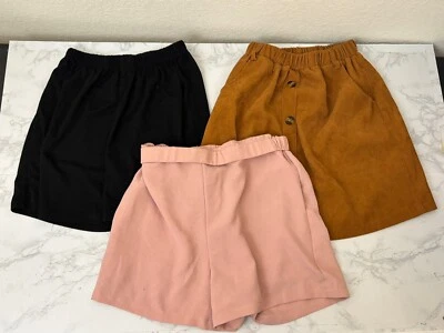 Shein 女孩 11 - 12 裙子和短裤 3 件装纽扣迷你弹性 K1 — 第 1/4 张图片