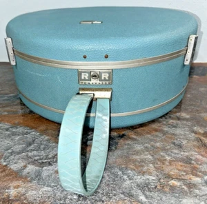 Vintage Round Samsonite Luggage Silhouette Blue 1960s Weekend Hat Box with Key - Picture 1 of 13