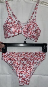 Girls' 2 Piece Ditsy Floral Print Knot Front Ruched Triangle Bikini Teen 8-9Y - Picture 1 of 11