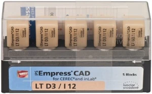 IVOCLAR VIVADENT IPS EMPRESS CAD FOR CEREC HT SHADE D3 SIZE I12 - 5 BLOCKS - Picture 1 of 1
