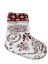 Christmas 19” Stocking Red Pearl Snowflakes Graphic Holiday Pattern Joy Noel