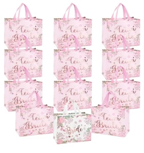 Bridesmaids Gift Bag 12 Pack Bride Tribe Pink Tote Bags Wedding Party & Bride - Picture 1 of 7