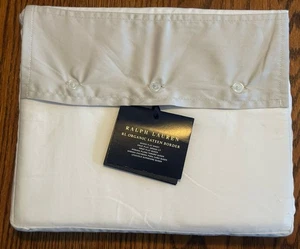 Ralph Lauren RL 624 TC Bio Satin Bordüre Queen flaches Blatt Platin neu mit Etikett $ 185 - Bild 1 von 3