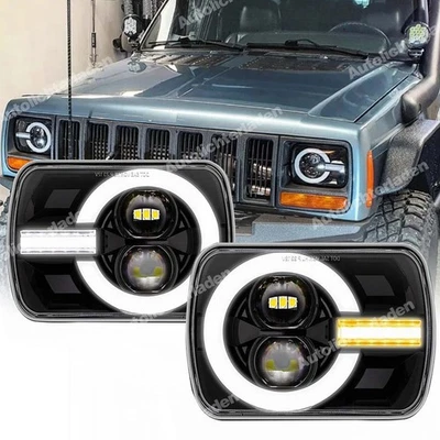 7x6" Zoll LED Hi/Lo Beam Scheinwerfer DRL Für Jeep Wrangler YJ MJ Comanche - Bild 1 von 4
