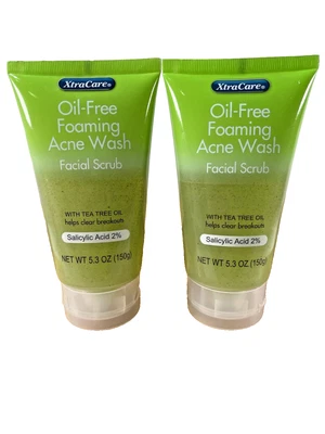 2x XtraCare безмасляный пенящийся скраб для лица от акне масло чайного дерева салициловое 2% 5,3 унции - Изображение 1 из 4
