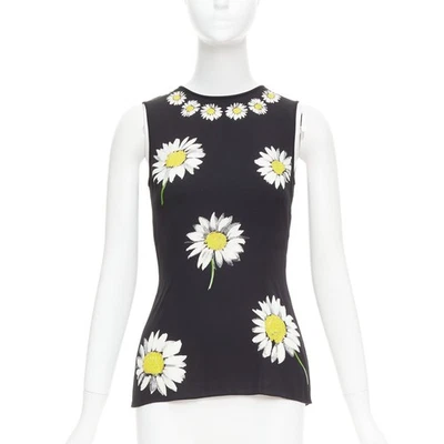Top Dolce Gabbana 2016 negro amarillo mezcla seda margarita estampado floral IT38 XS Foto 1 de 4