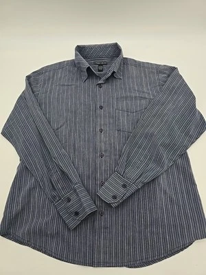 Camisa abotonada manga larga azul a rayas talla grande String Theory para hombre #30853 Foto 1 de 4