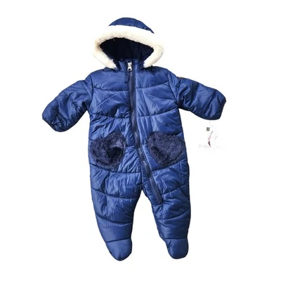 Jessica Simpson Bebé Niña Sólido Azul Marino Invierno Puffer Cochecito Traje de Nieve Talla 3-6 Meses Foto 1 de 4