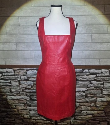 Vestido De Colección Michael Hoban Cuero Años 90 Rojo Playa Norte Cuero Foto 1 de 4