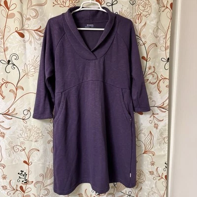 Vestido Deportivo COLUMBIA Púrpura Tejido Talla XL Jersey Mantón Cuello Bolsillos En muy buena condición Foto 1 de 4