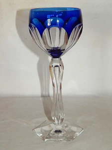 Weinglas Val St. Lambert  Überfang blau eingestochene Luftblase - Imagen 1 de 7