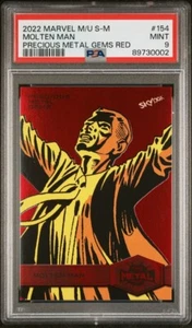 2022 Marvel Metal #154 MOLTEN MAN Precious Gem RED PMG #100/100 PSA 9 No 10s! - Picture 1 of 2
