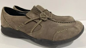 Clarks Women's Wave Walk Olive Nubuck Slip-on Leather Walking Loafer Shoe Sz-8.5 - Picture 1 of 8