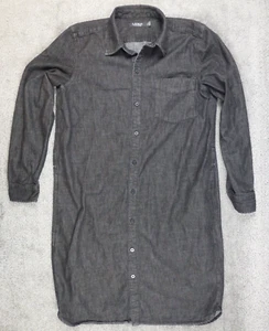 LAUREN Ralph Lauren Black Denim Button Shirt Dress W Pocket Large Black Label - Picture 1 of 9