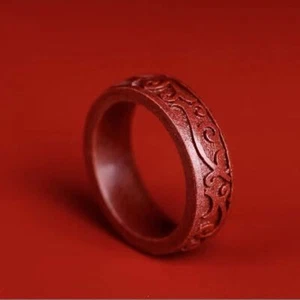 FengShui Cinnabar Ring Simple Circle Wealth Prosper Bring Luck Prosperity Gift - Picture 1 of 22