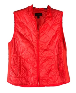 J. Crew Quilted Zip Up Vest Size Large Orange With Pockets Preppy Reversible - Picture 1 of 8