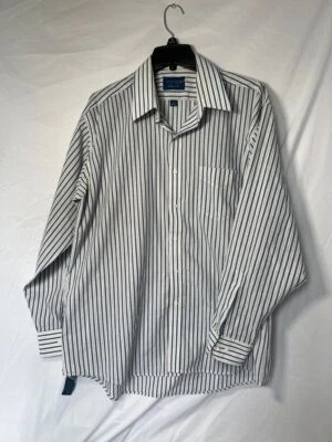 Camisa de hombre Towncraft vintage con botones talla 17 34/35 blanca azul Foto 1 de 4