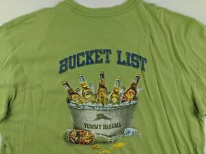 Tommy Bahama Bucket List Beers Men XL Lime Green Graphic T-Shirt Classic H3