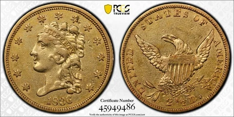 1836 $2.50 HM-6 Script 8 XF40 PCGS Cover