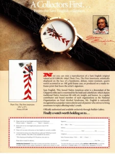 1993 SAM ENGLISH WATCH PRINT AD, AMERICAN INDIAN, "THEM TOO, THE FIRST..PRINT AD - Picture 1 of 4