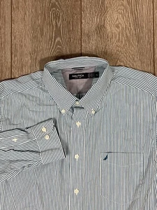 NAUTICA men's long sleeves shirt size large Blue Teal Button - Picture 1 of 6