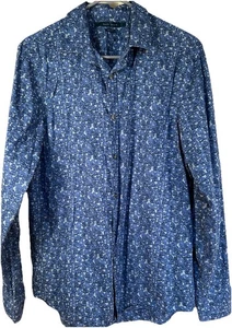 Camisa Perry Ellis Botón Delantero Azul Eclipse Flora Calce Ajustado Para Hombre Mediana - Imagen 1 de 8