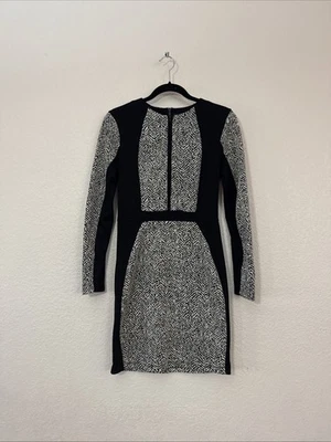 Vestido ajustado tejido texturizado negro gris W.G.B by Walter Baker talla S manga larga Foto 1 de 4