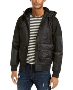 American Rag Mens Medium Black Fleece Lined Field Pocket Hooded Full Zip Coat - Picture 1 of 1